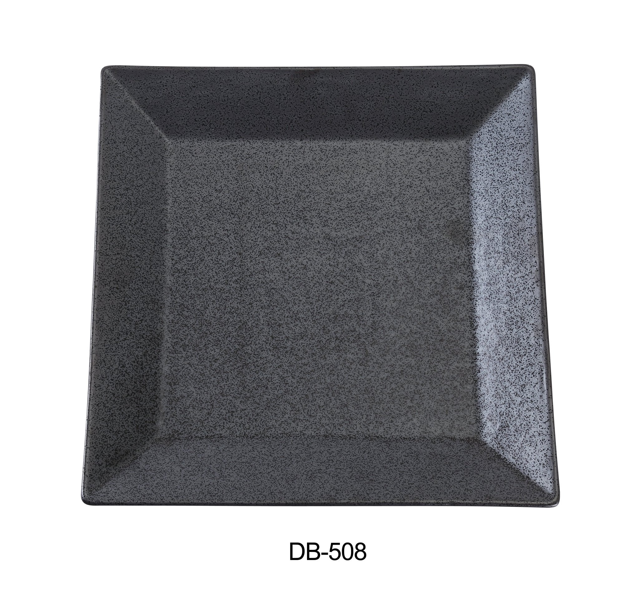 Yanco DB - 508 Diamond Black 8" x 8" x 7/8" Square Plate, China, Matte Glaze, Black, Pack of 36