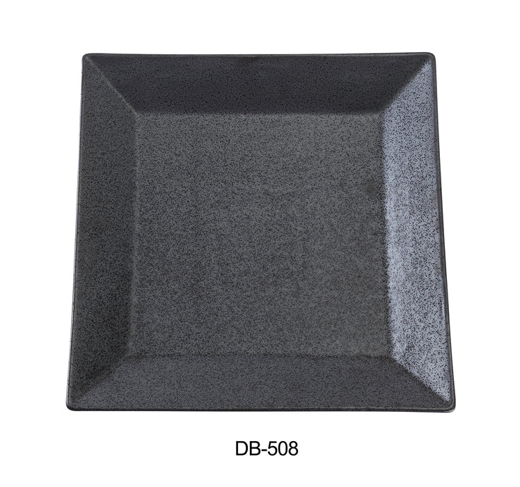 Yanco DB-508 Diamond Black 8" x 8" x 7/8" Square Plate, China, Matte Glaze, Black, Pack of 36