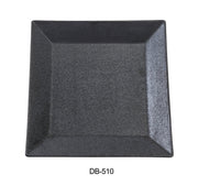 Yanco DB - 510 Diamond Black 10" x 10" x 1 1/8" Square Plate, China, Matte Glaze, Black, Pack of 24