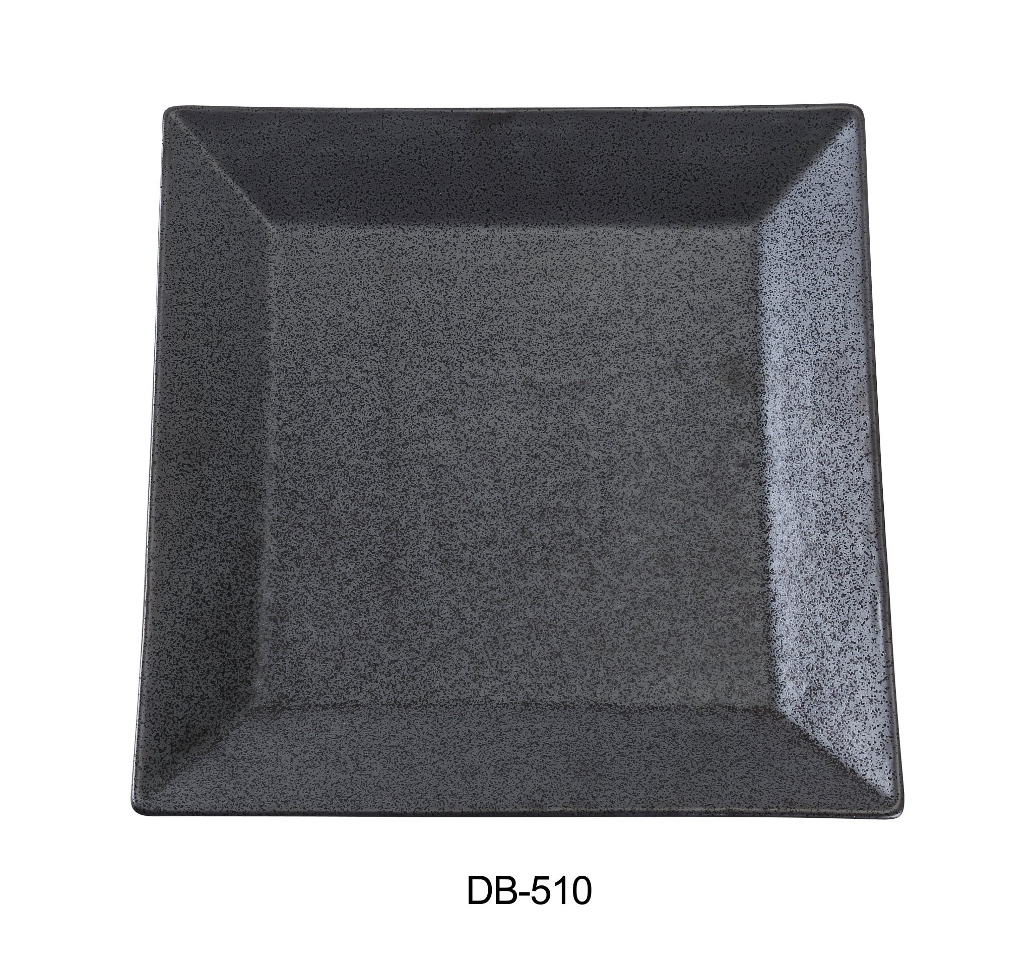 Yanco DB - 510 Diamond Black 10" x 10" x 1 1/8" Square Plate, China, Matte Glaze, Black, Pack of 24