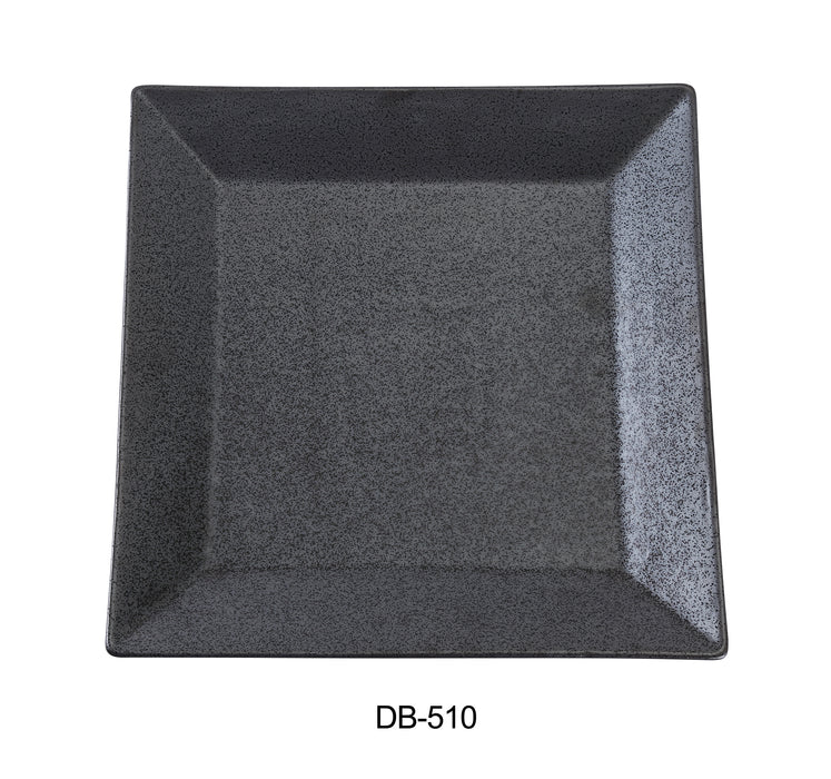 Yanco DB-510 Diamond Black 10" x 10" x 1 1/8" Square Plate, China, Matte Glaze, Black, Pack of 24