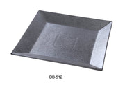 Yanco DB - 512 Diamond Black 12" x 12" x 1 3/8" Square Plate, China, Matte Glaze, Black, Pack of 12