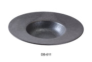 Yanco DB - 611 Diamond Black 11 1/2" x 6" x 2 3/8" Dessert Plate, 16 Oz, China, Matte Glaze, Black, Pack of 12