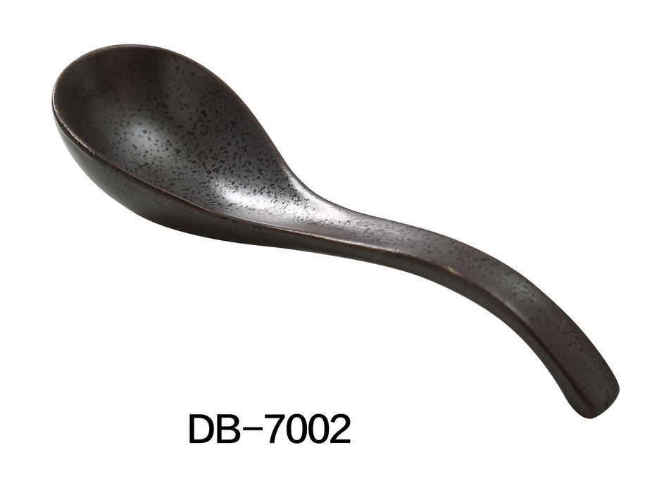 Yanco DB-7002 Diamond Black 6 1/2" Spoon, China, Matte Glaze, Black, Pack of 72