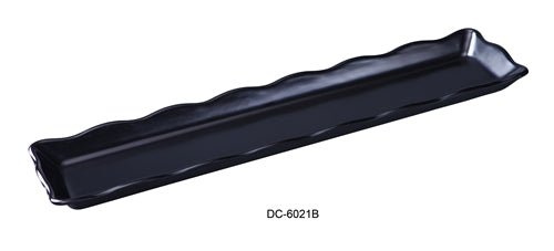 Yanco DC - 6021B Deli Collection Scallop Edged Display Tray, 21" Length, 5.25" Width, 1" Height, Melamine, Black Color, Pack of 12