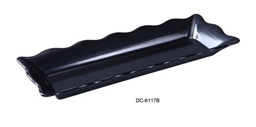 Yanco DC - 6117B Deli Collection Scallop Edged Display Tray, 17.5" Length, 6.75" Width, 2" Height, Melamine, Black Color, Pack of 6