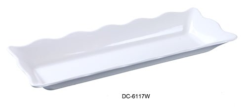 Yanco DC - 6117W Deli Collection Scallop Edged Display Tray, 17.5" Length, 6.75" Width, 2" Height, Melamine, White Color, Pack of 6