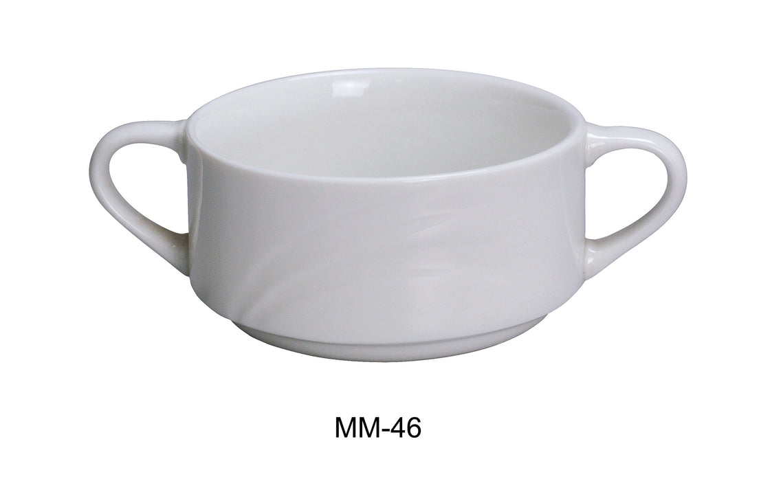 Yanco MM-46 Miami 3.875″ Bouillon Cup with Handle, 6 oz Capacity, China, Bone White, Pack of 36