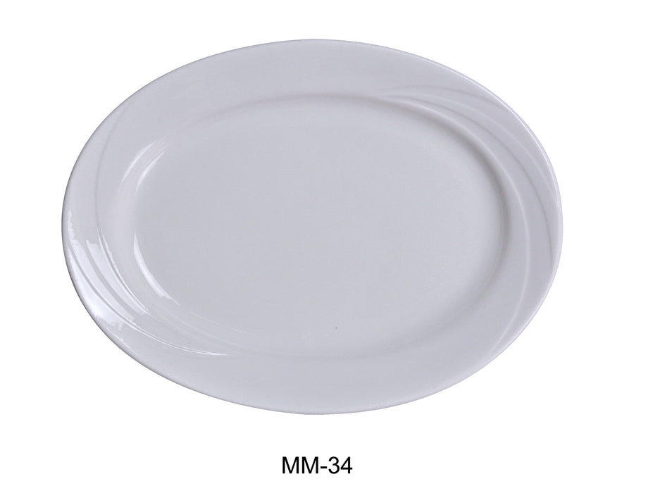 Yanco MM-34 Miami Oval Platter, 9.25″ Length x 7″ Width, China, Bone White, Pack of 24