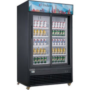 Dukers DSM - 40SR Commercial Glass Sliding 2 - Door Merchandiser Refrigerator in Black