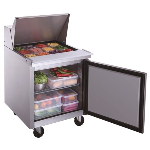 Dukers DSP29 - 12M - S1 1 - Door Commercial Food Prep Table Refrigerator in Stainless Steel with Mega Top
