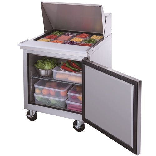 Dukers DSP29 - 12M - S1 1 - Door Commercial Food Prep Table Refrigerator in Stainless Steel with Mega Top