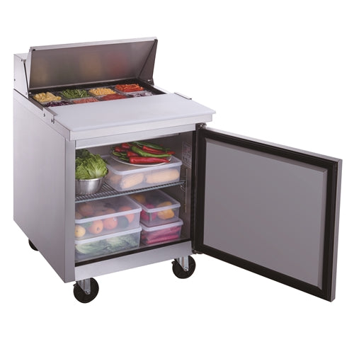 Dukers DSP29-8-S1 1-Door Commercial Food Prep Table Refrigerator in Stainless Steel