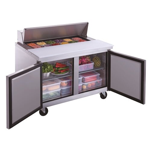 Dukers DSP48 - 12 - S2 2 - Door Commercial Food Prep Table Refrigerator in Stainless Steel