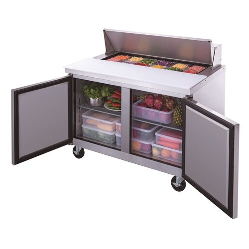 Dukers DSP48 - 12 - S2 2 - Door Commercial Food Prep Table Refrigerator in Stainless Steel