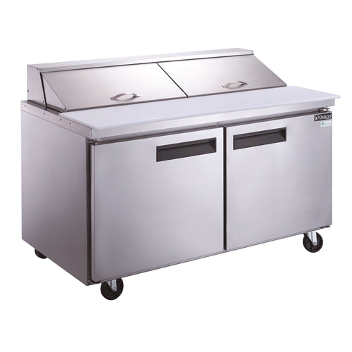 Dukers DSP60-16-S2 2-Door Commercial Food Prep Table Refrigerator in Stainless Steel