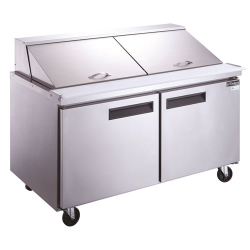 Dukers DSP60 - 24M - S2 2 - Door Commercial Food Prep Table Refrigerator in Stainless Steel with Mega Top