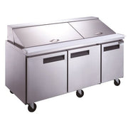 Dukers DSP72 - 30M - S3 3 - Door Commercial Food Prep Table Refrigerator in Stainless Steel with Mega Top