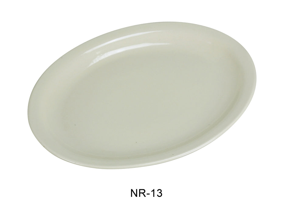 Yanco NR-13 Normandy Platter, Narrow Rim, 11.5″ Length, 9.25″ Width, China, American White Color, Pack of 12