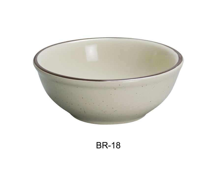 Yanco BR-18 Brown Speckled, 15 oz Capacity, 2.25″ Height, 5.75″ Diameter, China, American White Color, Pack of 36