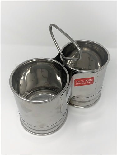 Stainless Steel Deep Chomukha with 2 Bowls