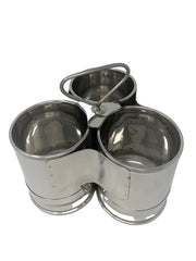 Stainless Steel Deep Chomukha with 3 Bowls of 48 Oz. each