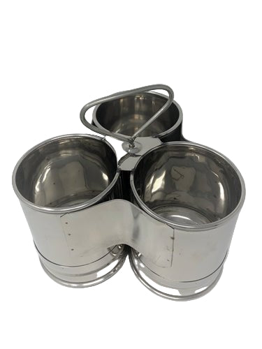 Stainless Steel Deep Chomukha with 3 Bowls of 48 Oz. each