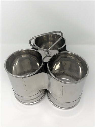 Stainless Steel Deep Chomukha with 3 Bowls of 48 Oz. each