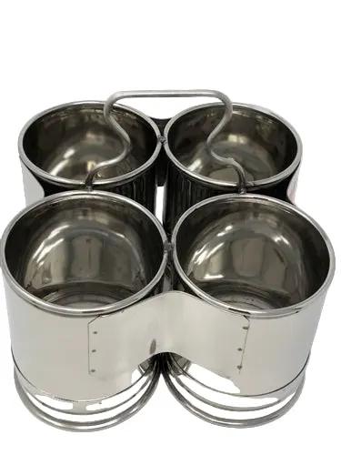 Nishi Deep-Chomukha-4 – Stainless Steel Deep Chomukha with 4 Bowls of 52 Oz. each