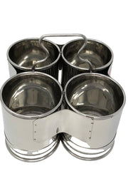 Stainless Steel Deep Chomukha with 4 Bowls of 52 Oz. each