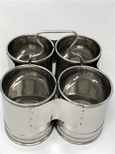 Stainless Steel Deep Chomukha with 4 Bowls of 52 Oz. each