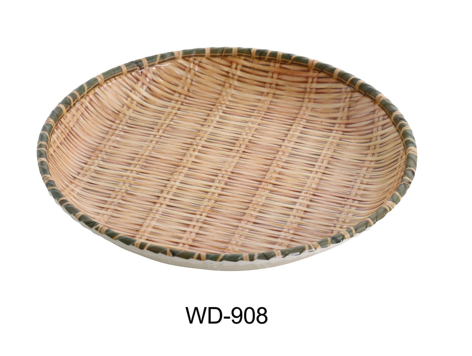 Yanco WD-908 Wooden Tray 8″ DEEP ROUND PLATE, Melamine, Brown Color, Bamboo Look, Pack of 48