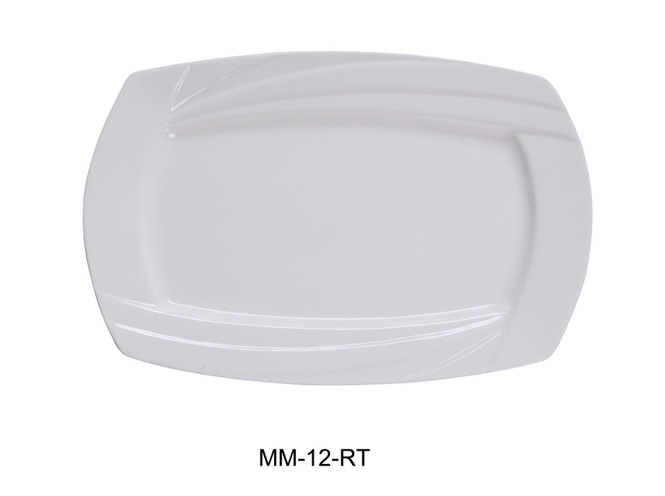 Yanco MM-12-RT Miami Rectangular Plate, 10″ Length x 8″ Width, China, Bone White, Pack of 12