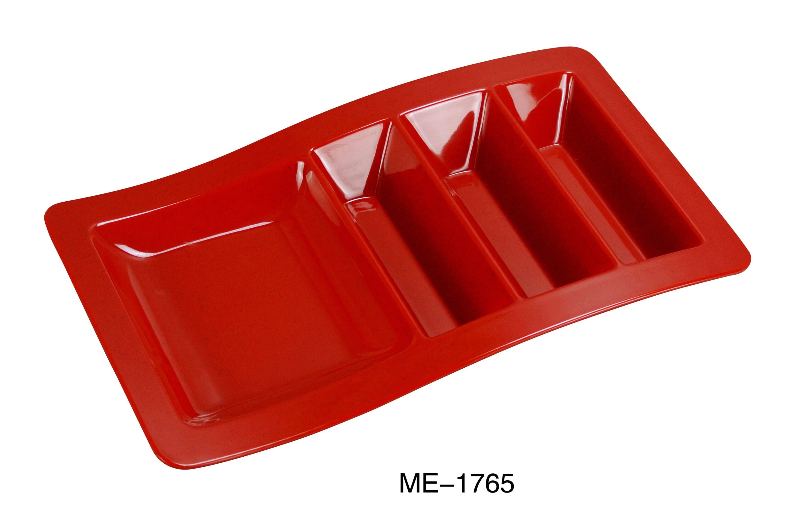 Yanco ME - 1765 Mexico Stackable Taco Plate, 14 3/4"‚ X 8 3/4"‚ X 1 3/4"‚, Melamine, Red Color with Black Speckle, Pack of 12
