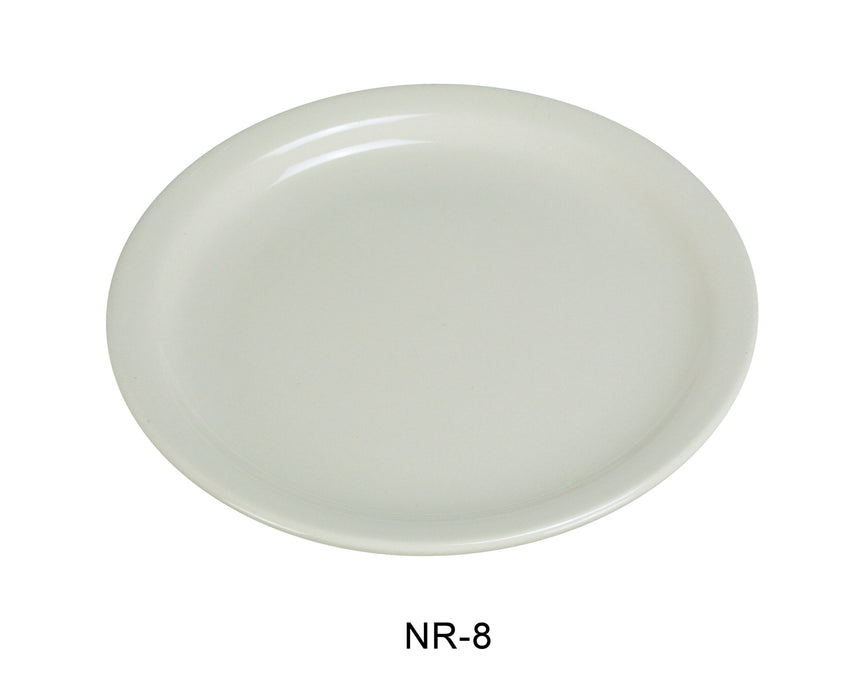 Yanco NR-8 Normandy Plate, Narrow Rim, 9″ Diameter, China, American White Color, Pack of 24