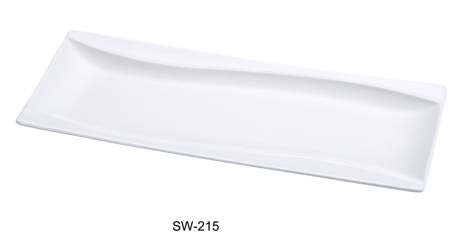 Yanco SW - 215 Sea Wave Rectangular Plate, 15"‚ Length x 5.625"‚ Width, China, Bone White, Pack of 12