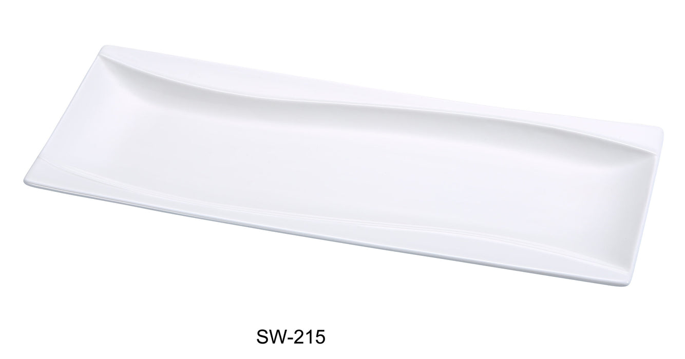 Yanco SW-215 Sea Wave Rectangular Plate, 15″ Length x 5.625″ Width, China, Bone White, Pack of 12