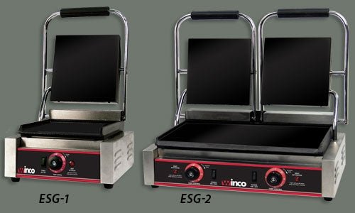 Winco ESG - 2 Electric Sandwich Grill with Dual 9 - in Flat Plates, 120V