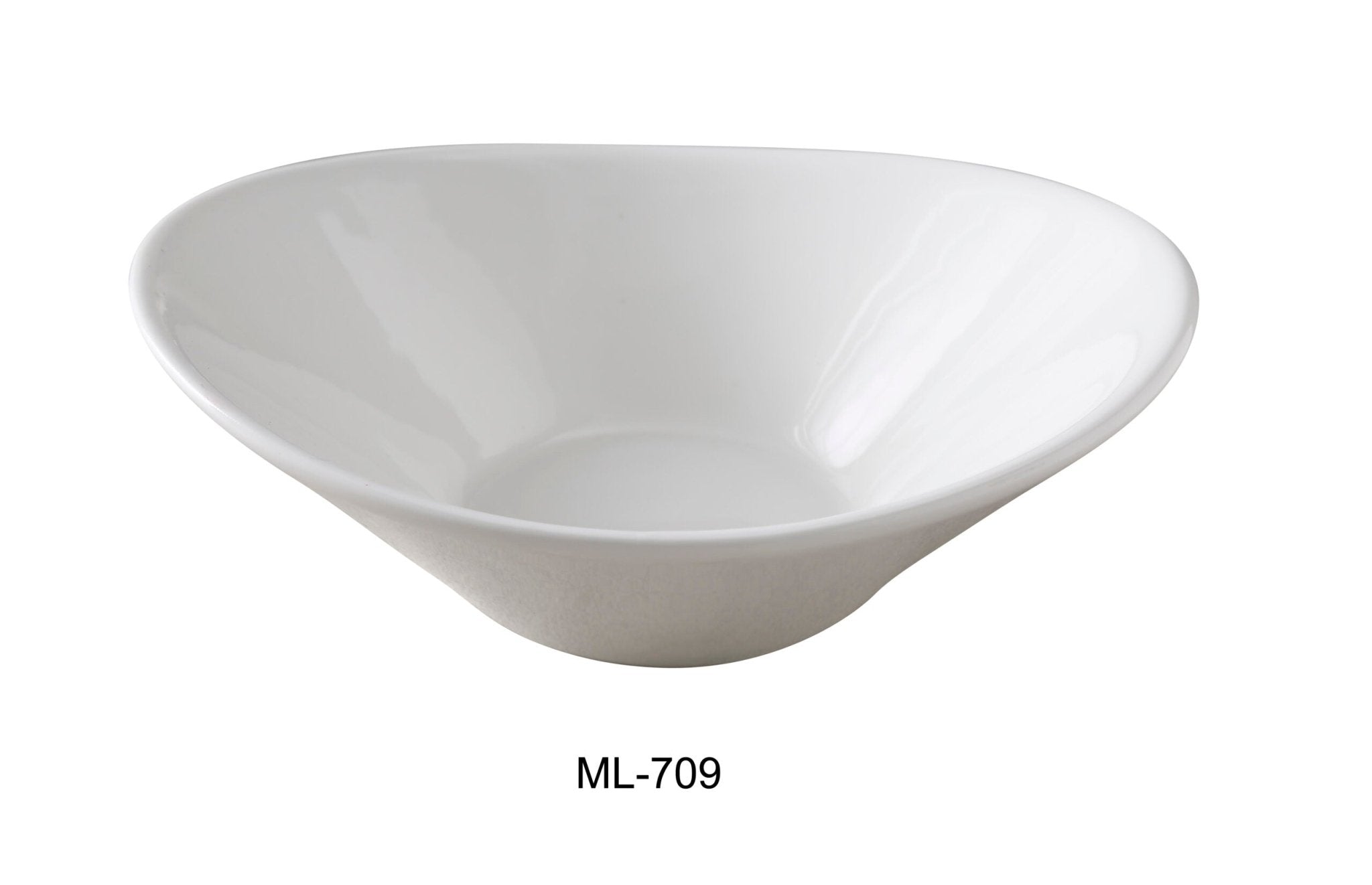 Yanco ML - 709 22 oz Oval Salad Bowl, 9"‚ Length x 7.25"‚ Width, China, Super White, Pack of 12