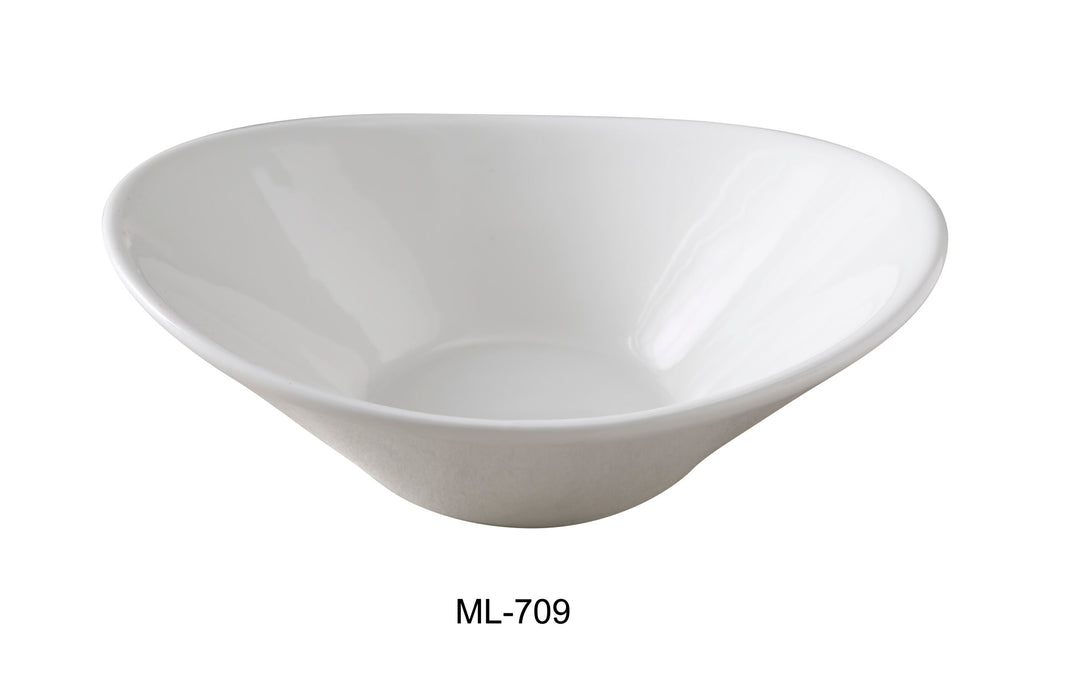 Yanco ML-709 22 oz Oval Salad Bowl, 9″ Length x 7.25″ Width, China, Super White, Pack of 12