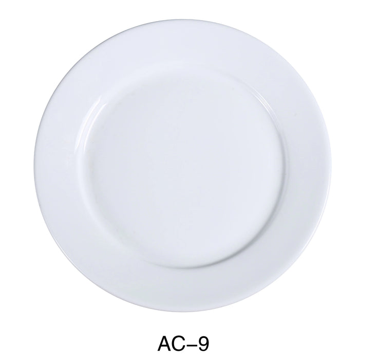 Yanco AC-9 ABCO Dinner Plate, 9.5″ Diameter, China, Super White, Pack of 24