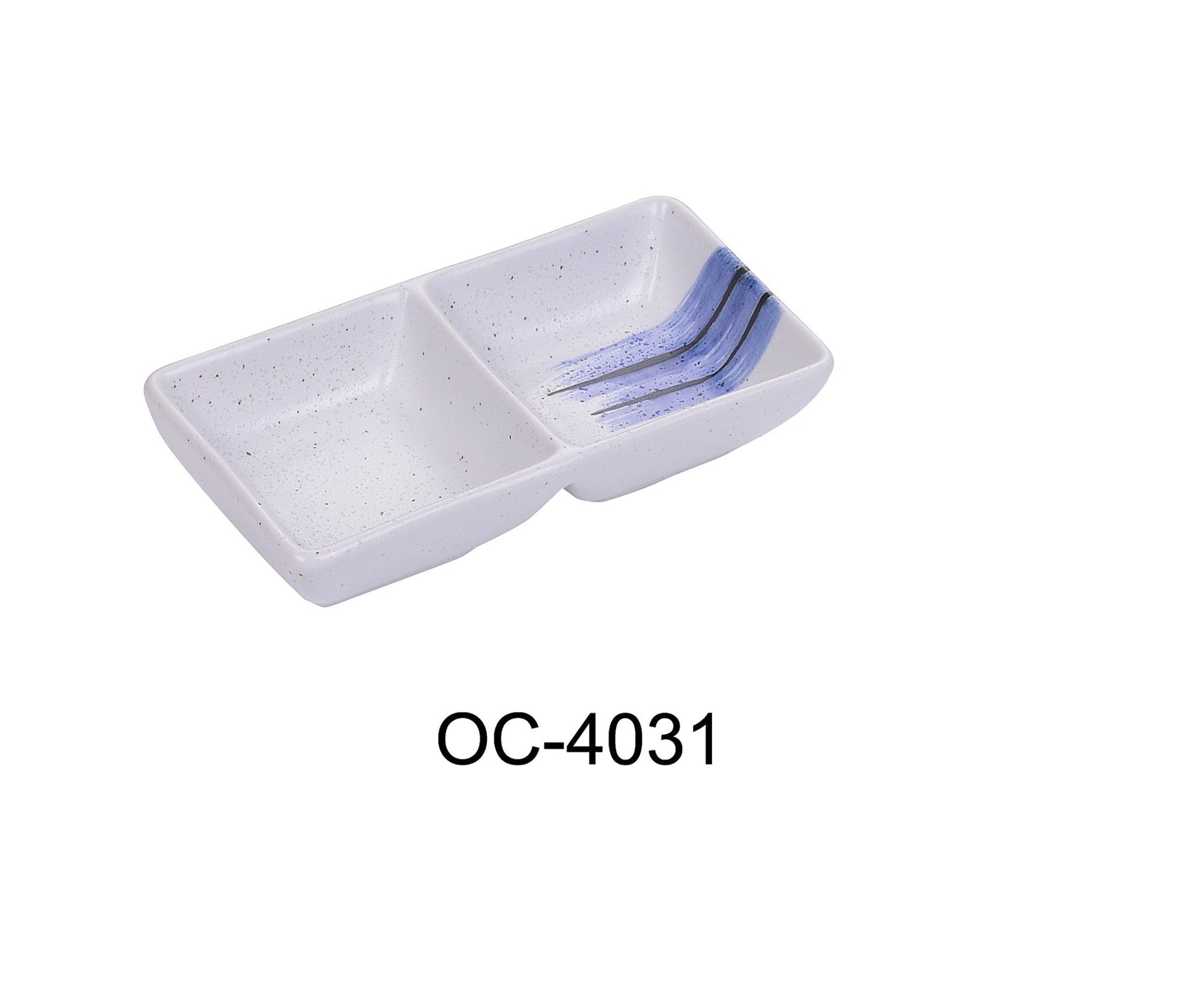 Yanco OC - 4031 Ocean 5 1/2" X 3"‚ Double Sauce Dish 2 oz, China, Pack of 36