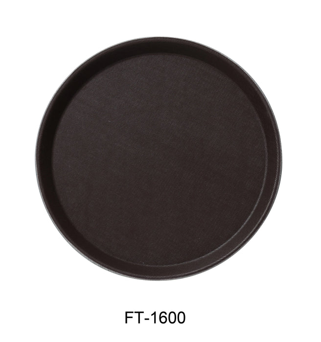 Yanco FT-1600 Serving Trays 16″ ROUND TRAY FIBER GLASS BROWN, Pack of 12