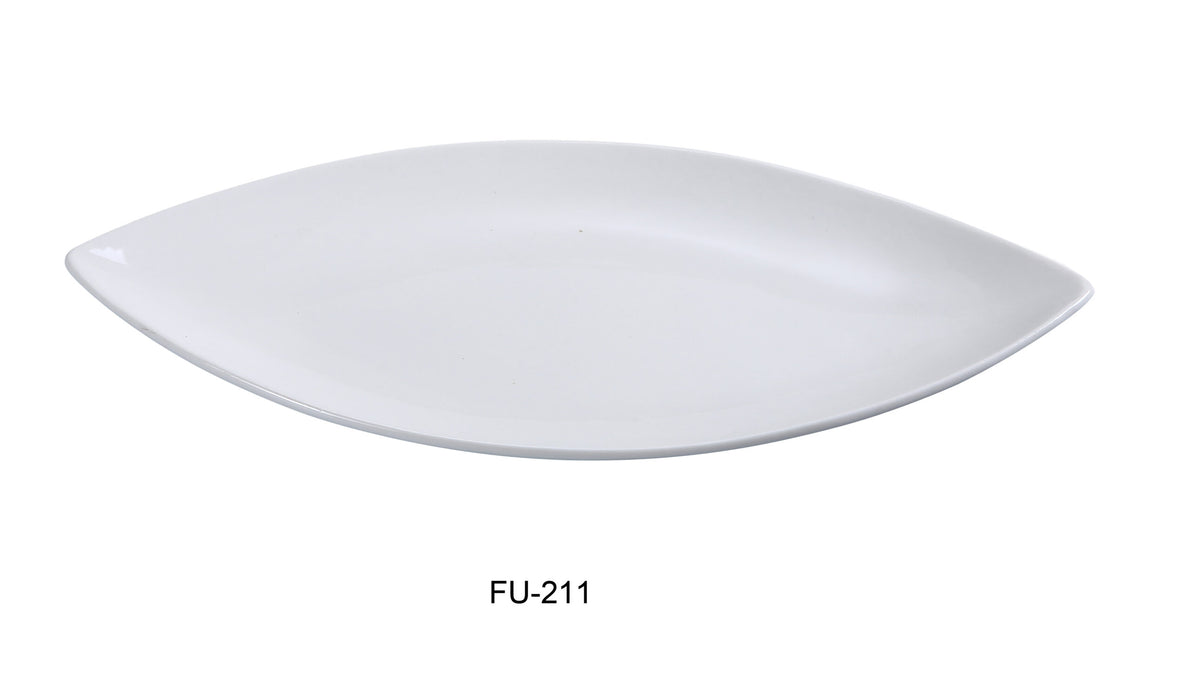 Yanco FU-211 Fuji Oval Plate, 11″ Length x 5.5″ Width, China, Bone White, Pack of 12