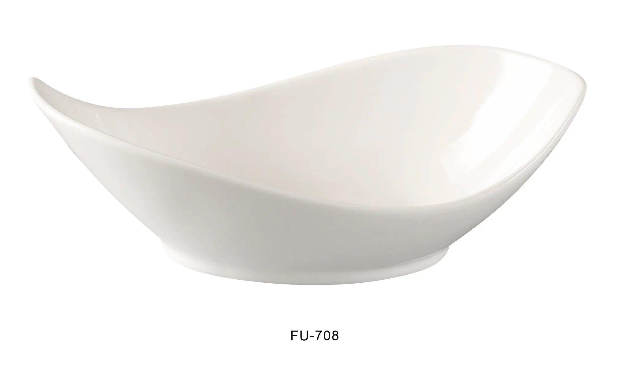 Yanco FU - 708 Fuji 8"‚ Boat Shaped Salad Bowl, 6 oz Capacity, China, Bone White, Pack of 24