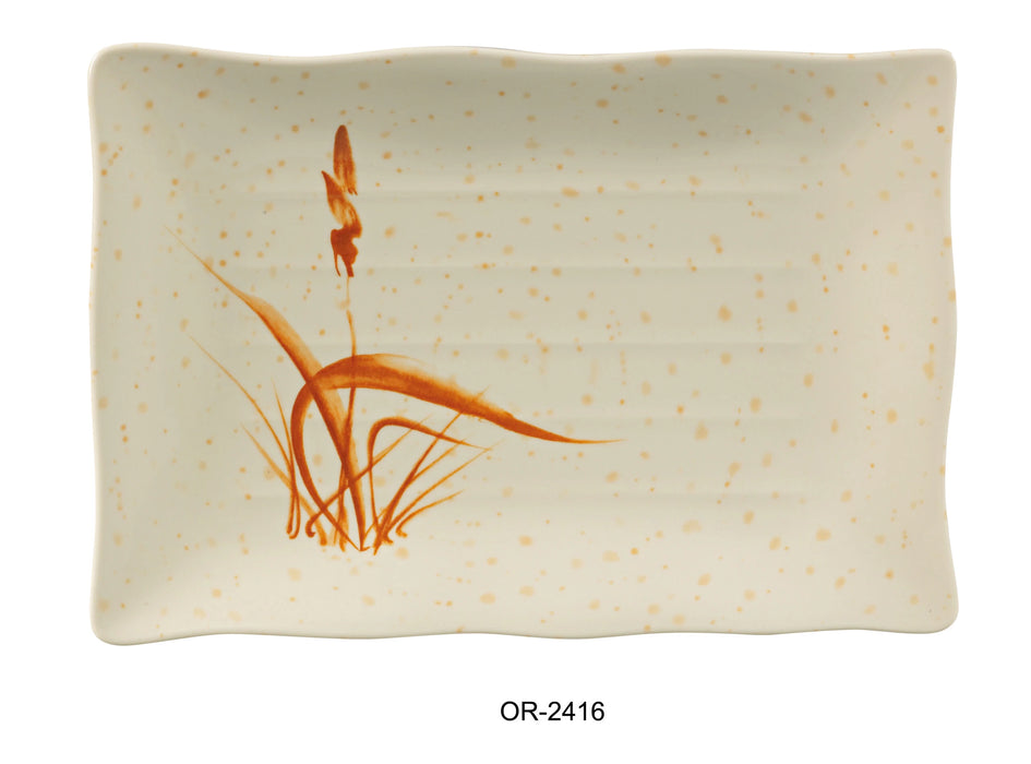 Yanco OR-2416 Orchis Rectangular Plate, Ripple Edge, 16″ Length, 10.5″ Width, Melamine, Pack of 12