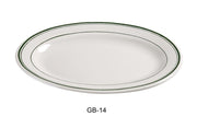 Yanco GB - 14 Green Band Platter, 12.5"‚ Length, 9"‚ Width, China, American White Color, Pack of 12