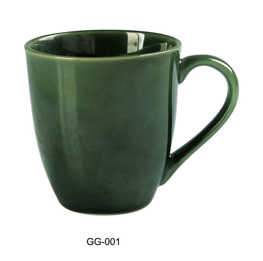 Yanco GG - 001 3 5/8"‚ x 4"‚ MUG 12 OZ Ceramic Green Gem Coffee Cup, Pack of 36, Chinaware