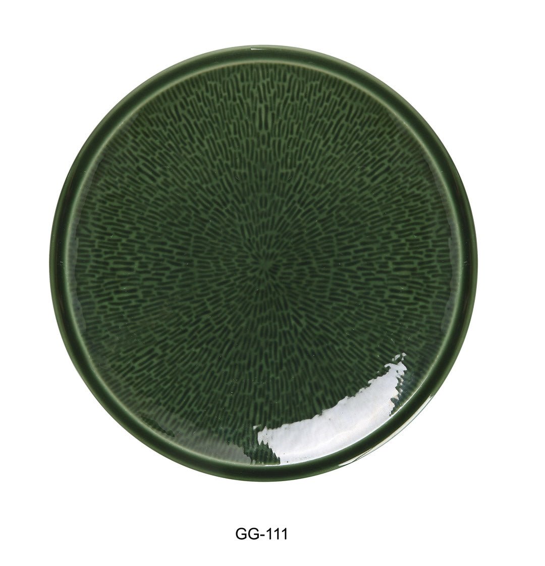Yanco GG - 111 11 3/4"‚ X 1 3/4"‚ DEEP ROUND PLATE Ceramic Green Gem Dinner Plate, Pack of 12, Chinaware