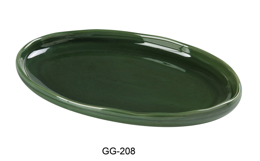 Yanco GG-208 8 1/4″ X 5 1/2″ X 7/8″ OVAL PLATE Ceramic Green Gem Dinner Plate, Pack of 36, Chinaware